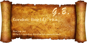 Gondos Boglárka névjegykártya